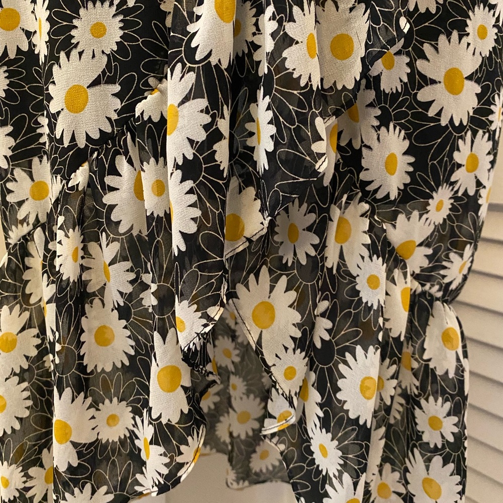 Rewind Daisy Print Black and White Wrap Dress- Size XS - Picture 5 of 9